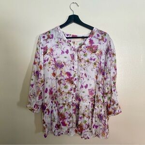 Grand & Greene Floral Blouse - Purple, White, and Green